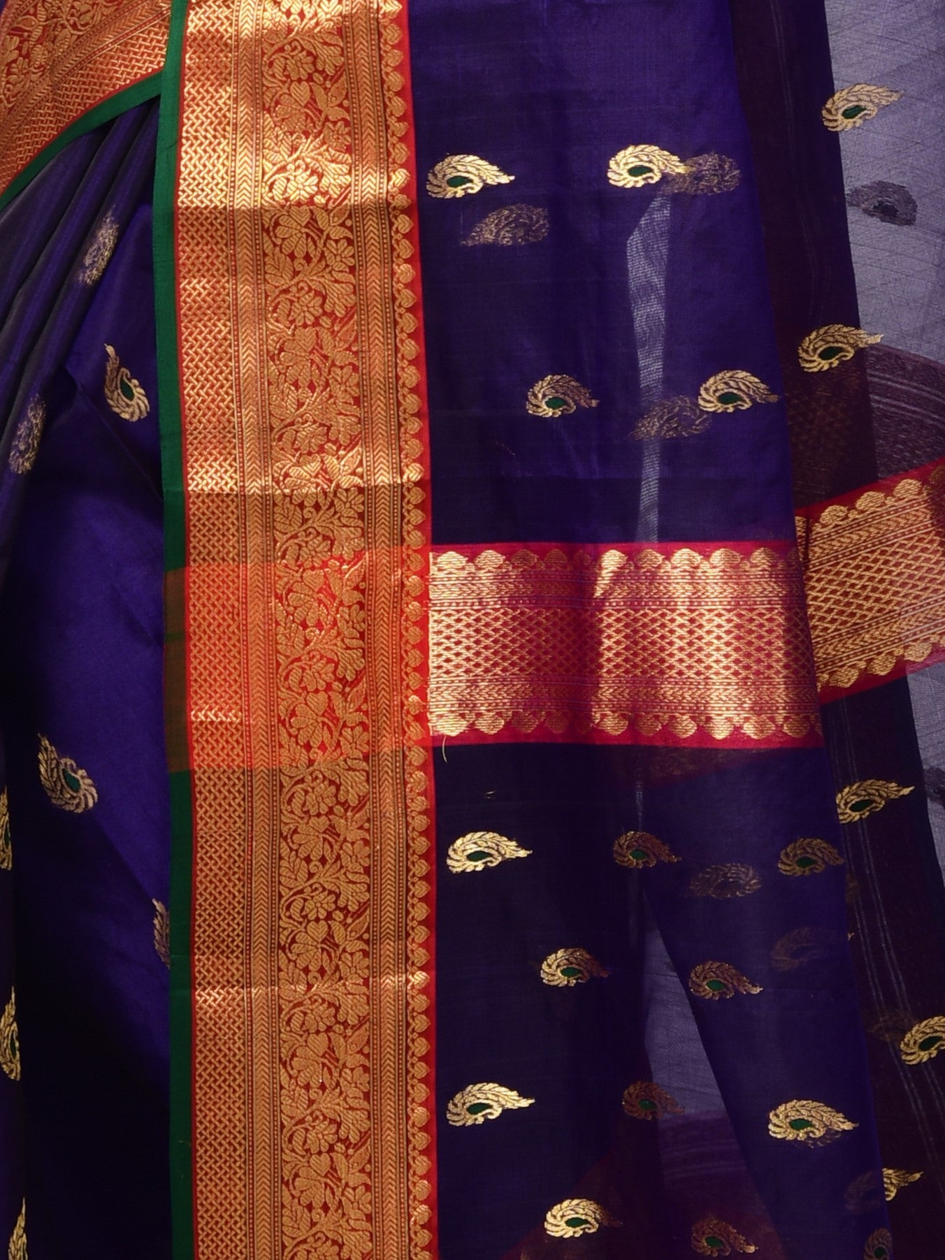 Neel Gulab katan silk chanderi