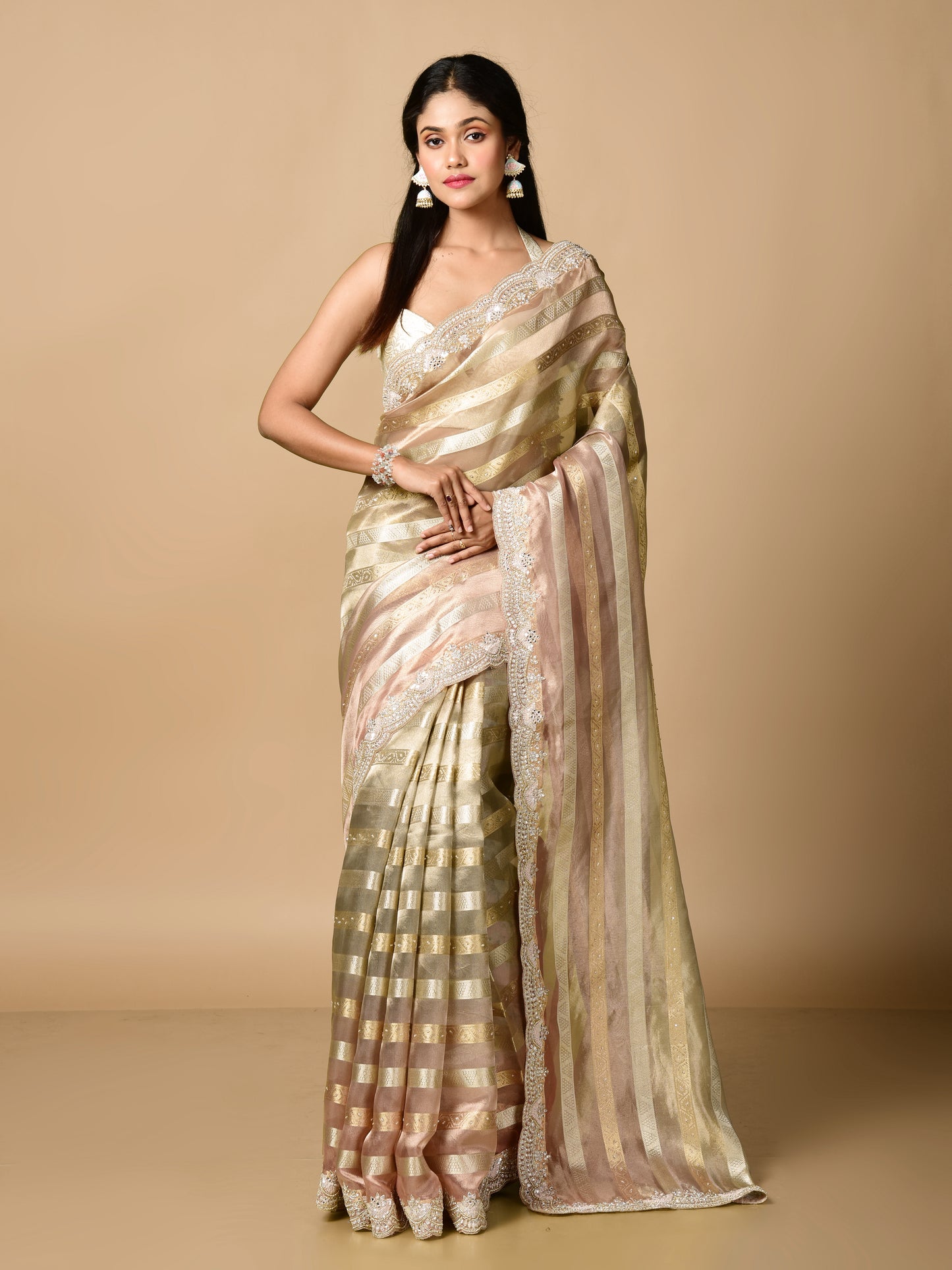 Ruhi Jacquard Tissue Stripe Zardosi