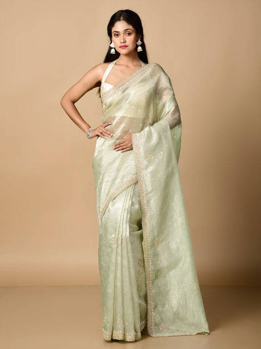 VAISHALI crushed tissue pearl zardosi