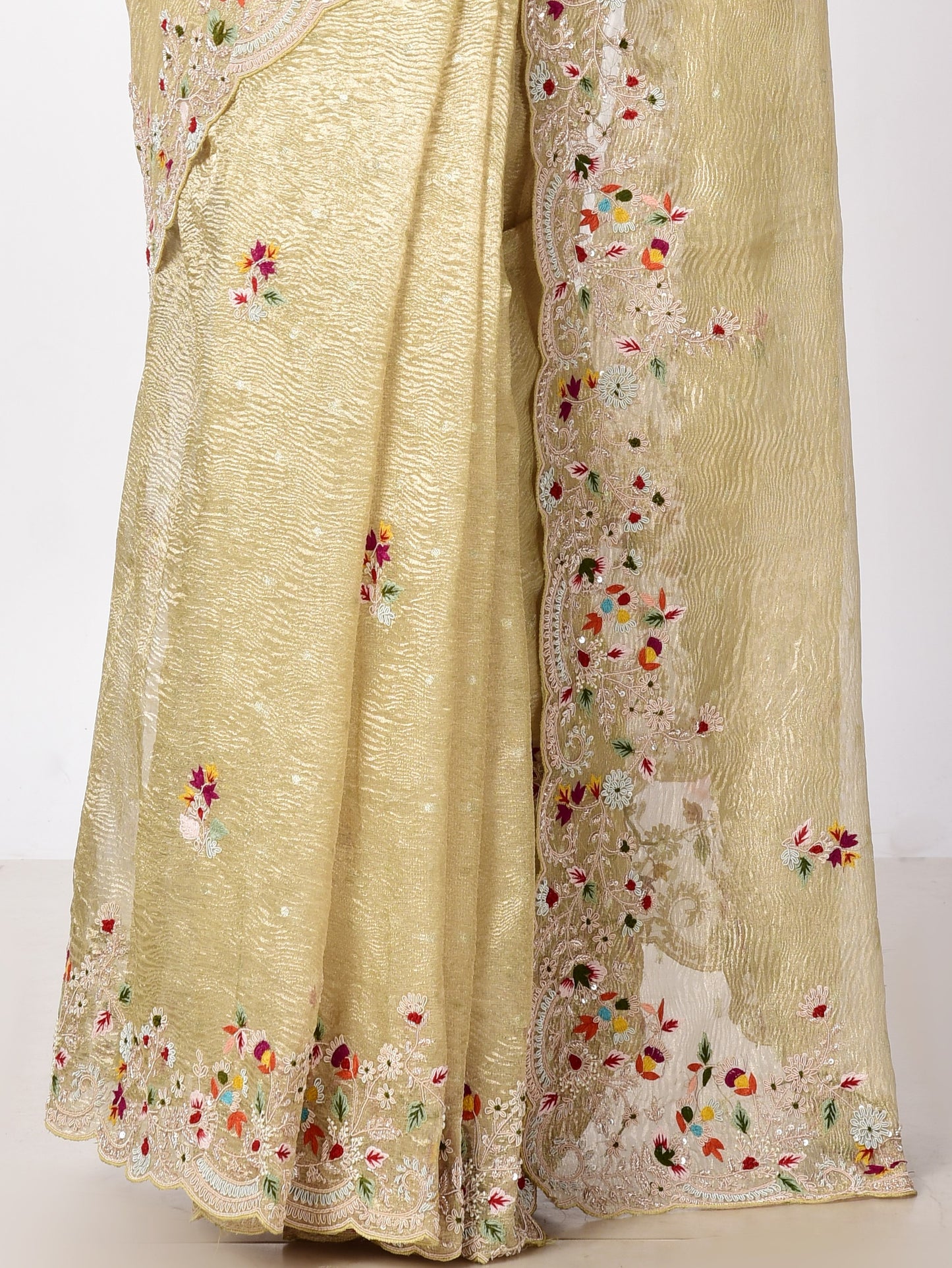Crushed tissue multicolour zardosi