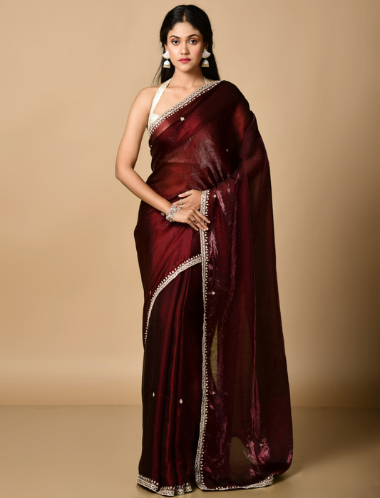 IRA Shine Tissue Pink With Katdana Work