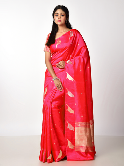 Gulnaar Pure katan silk/ silk single bird butta border