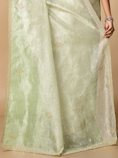 VAISHALI crushed tissue pearl zardosi