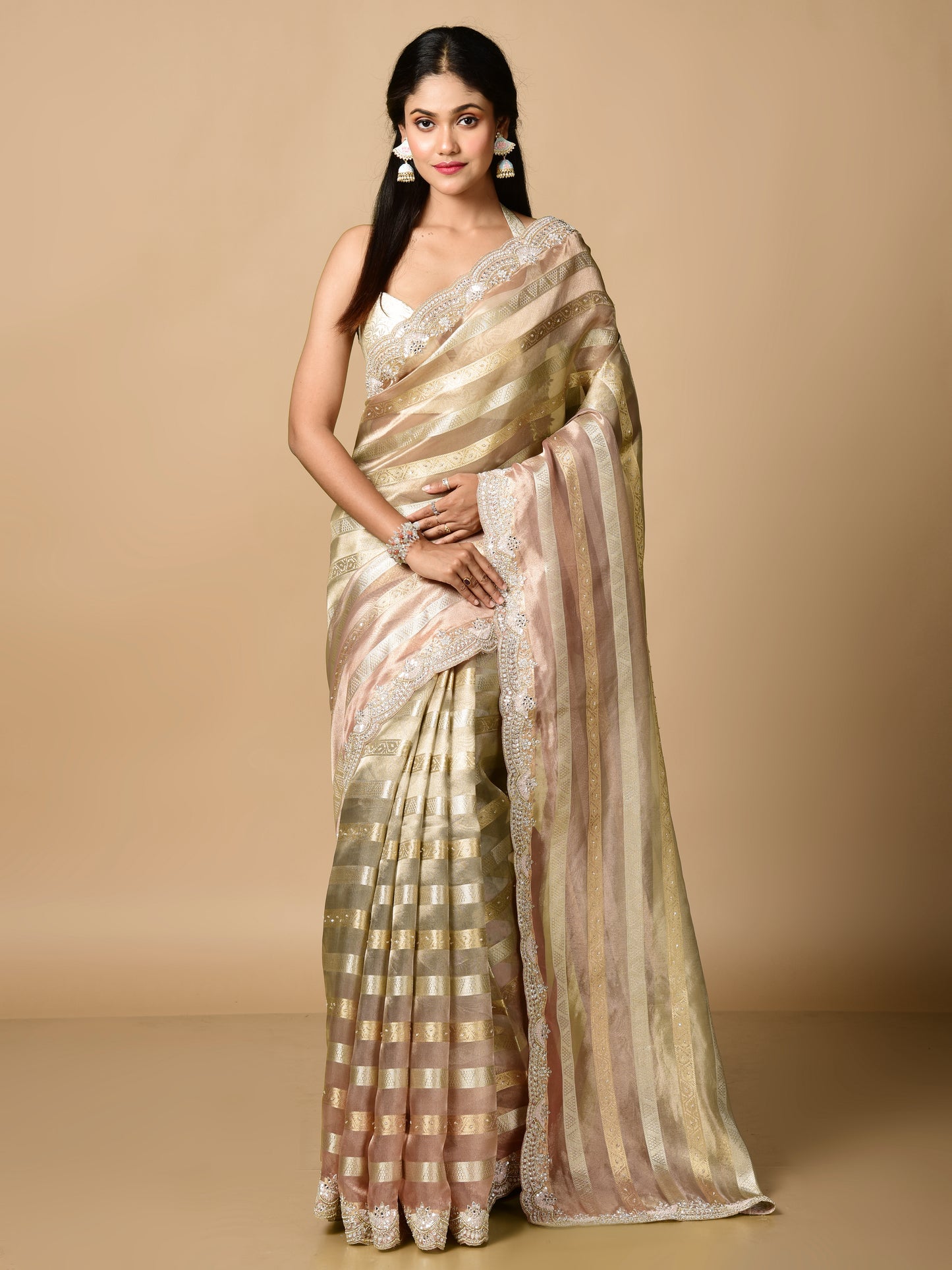 Ruhi Jacquard Tissue Stripe Zardosi