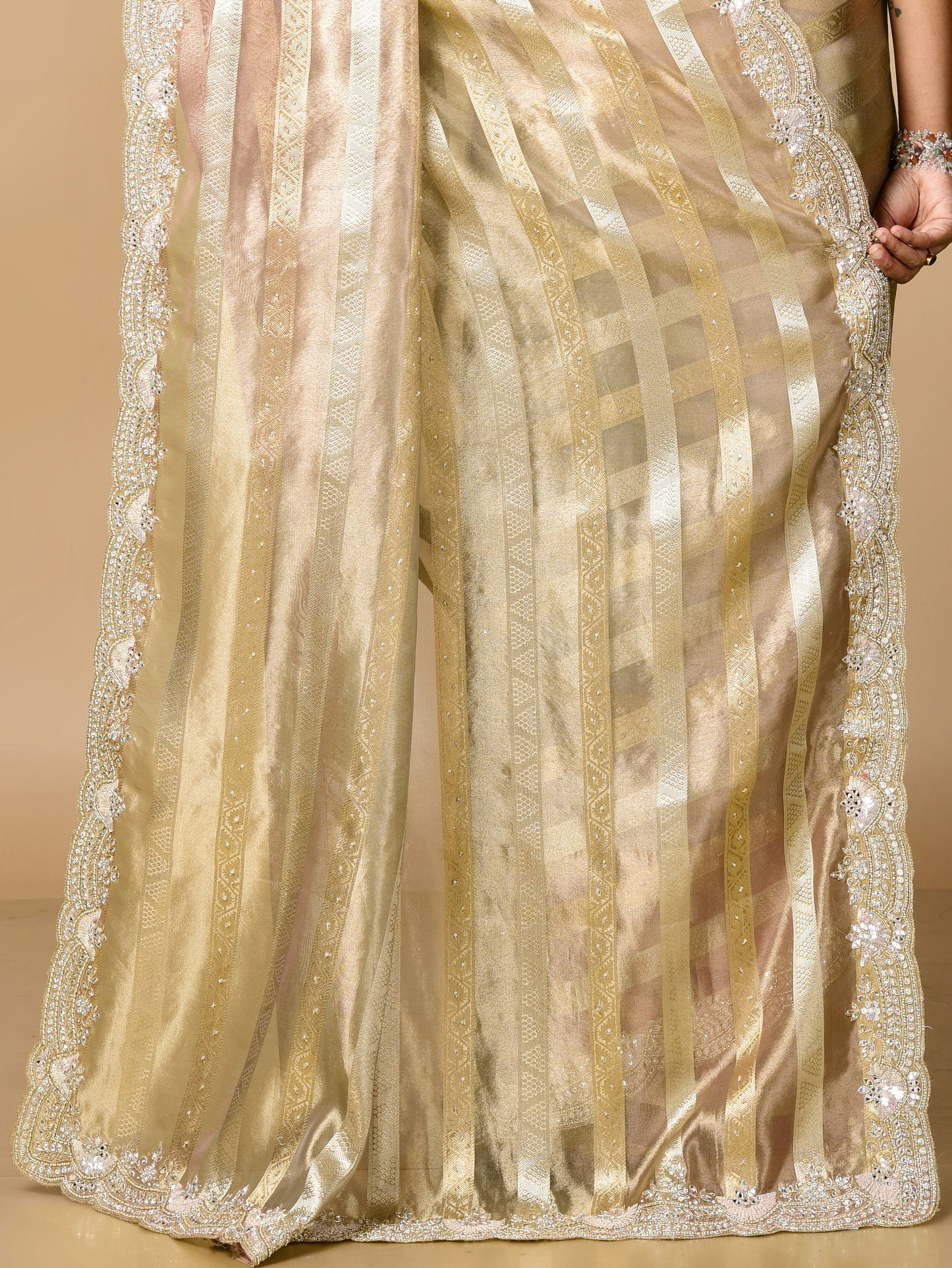 Ruhi Jacquard Tissue Stripe Zardosi