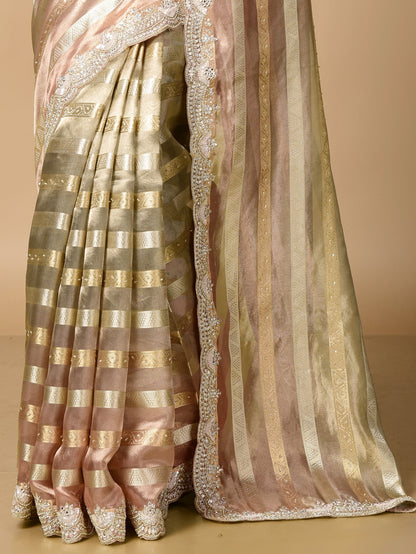 Ruhi Jacquard Tissue Stripe Zardosi