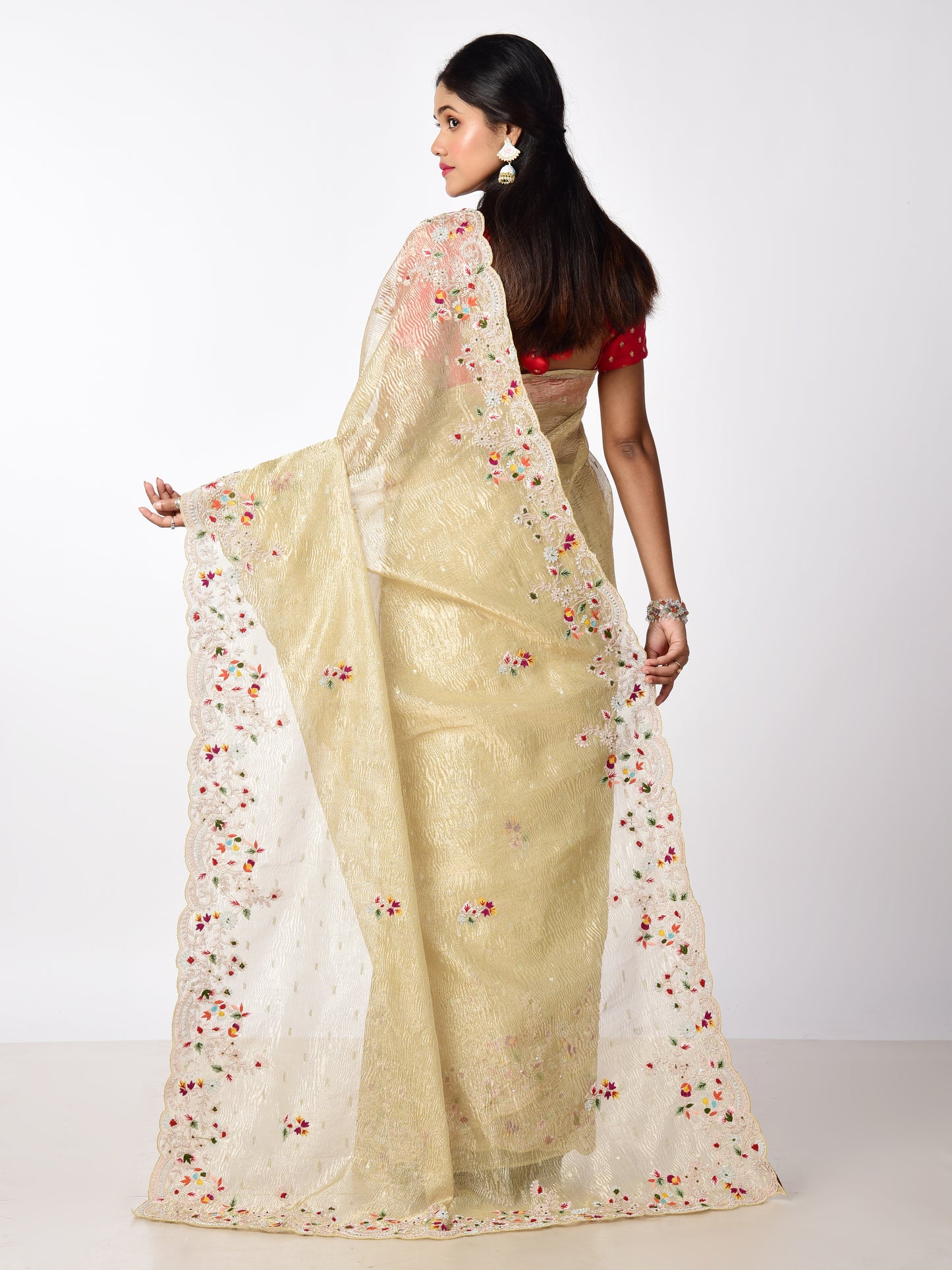 Crushed tissue multicolour zardosi